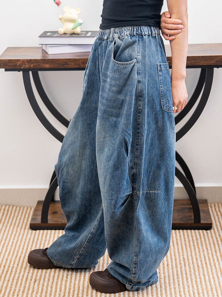 レディースワイドデニムパンツ