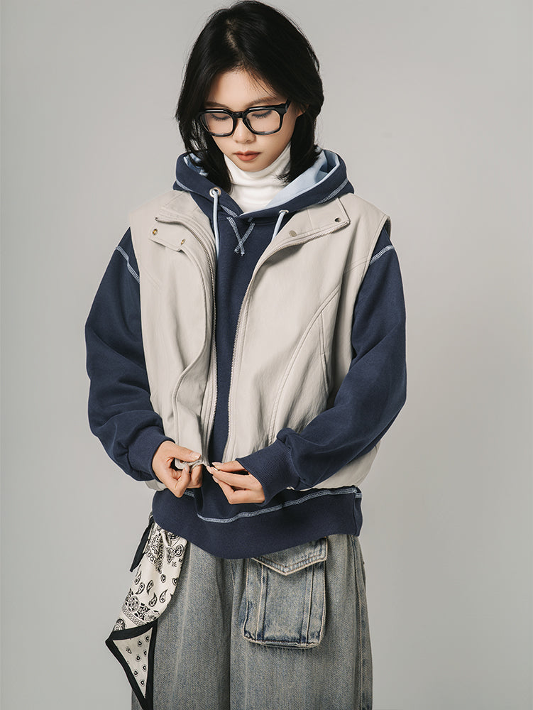 裾ドローストリングレザージャケット