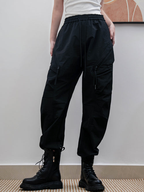 ウエストゴムワークパンツ（ブラック）