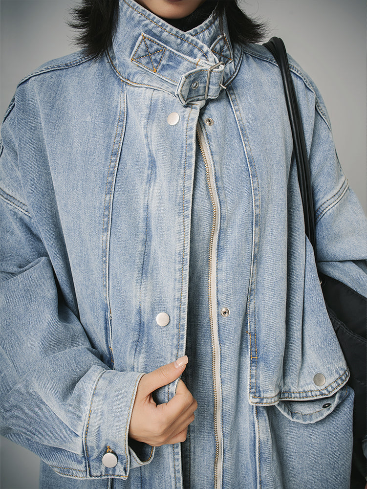 ロング丈デニムコート