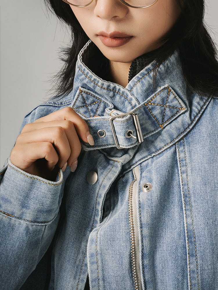 ロング丈デニムコート