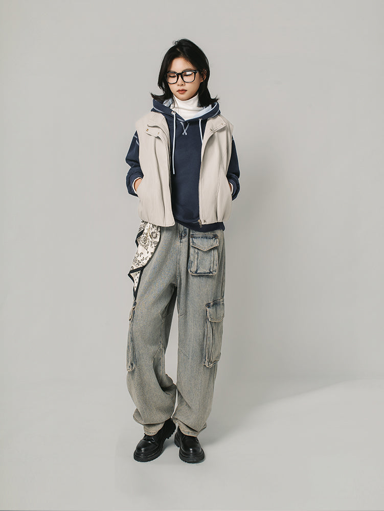 裾ドローストリングレザージャケット