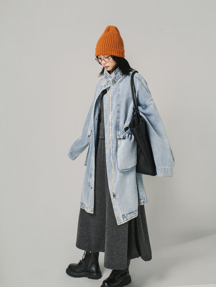 ジップカーデ＆スカートセットアップ