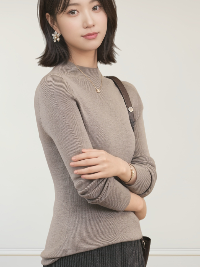 スリムニットカットソー