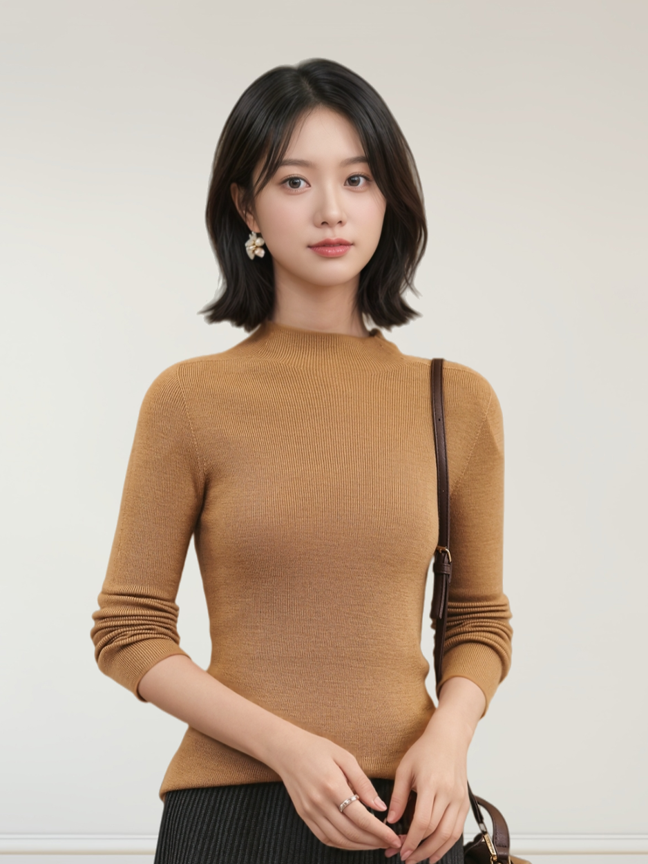 スリムニットカットソー