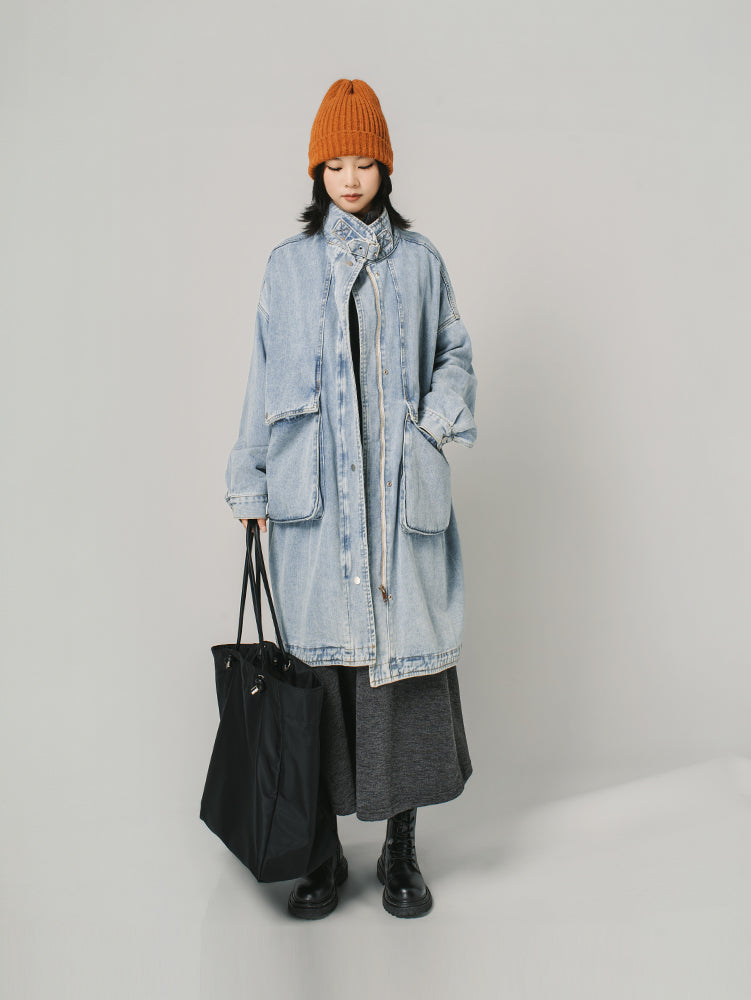 ロング丈デニムコート