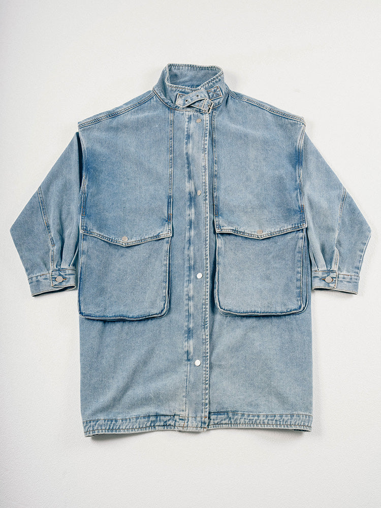 ロング丈デニムコート