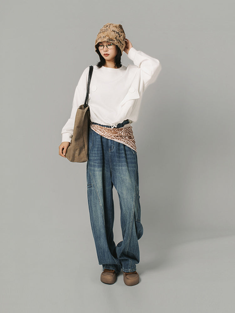 スウェットデザインドローストリングTシャツ