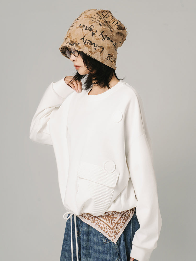 スウェットデザインドローストリングTシャツ