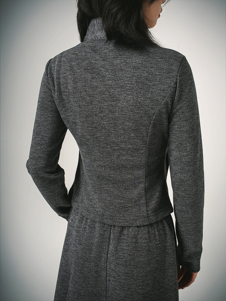 ジップカーデ＆スカートセットアップ