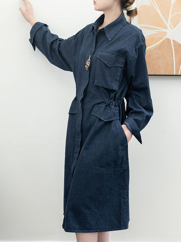 スクエアネックデニムワンピース