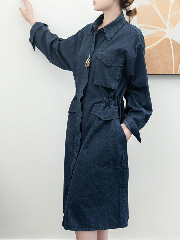 スクエアネックデニムワンピース