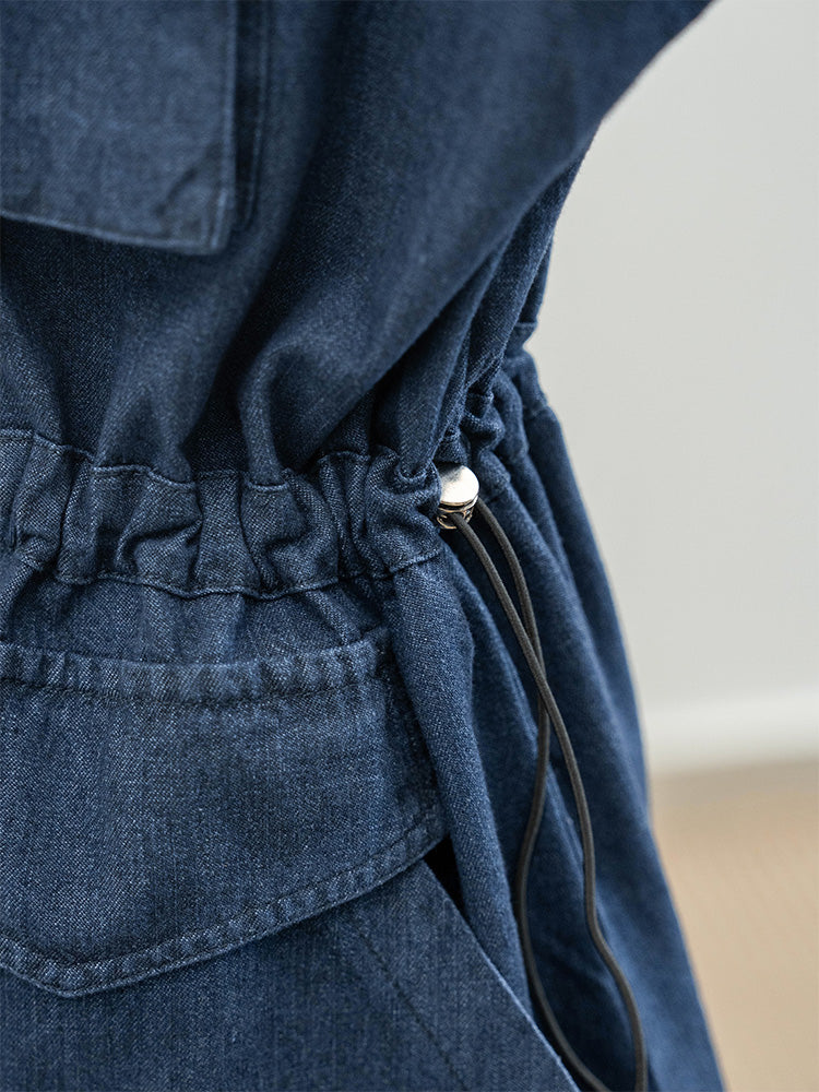 スクエアネックデニムワンピース