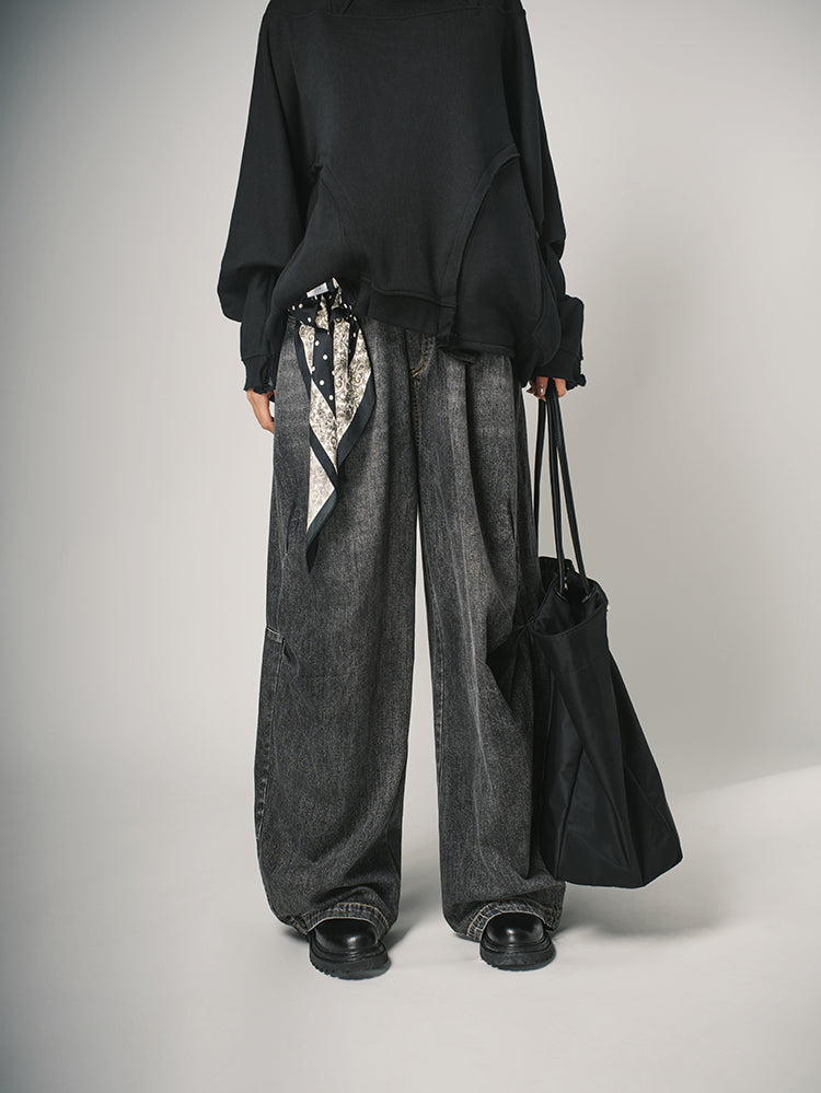 レディースワイドデニムパンツ