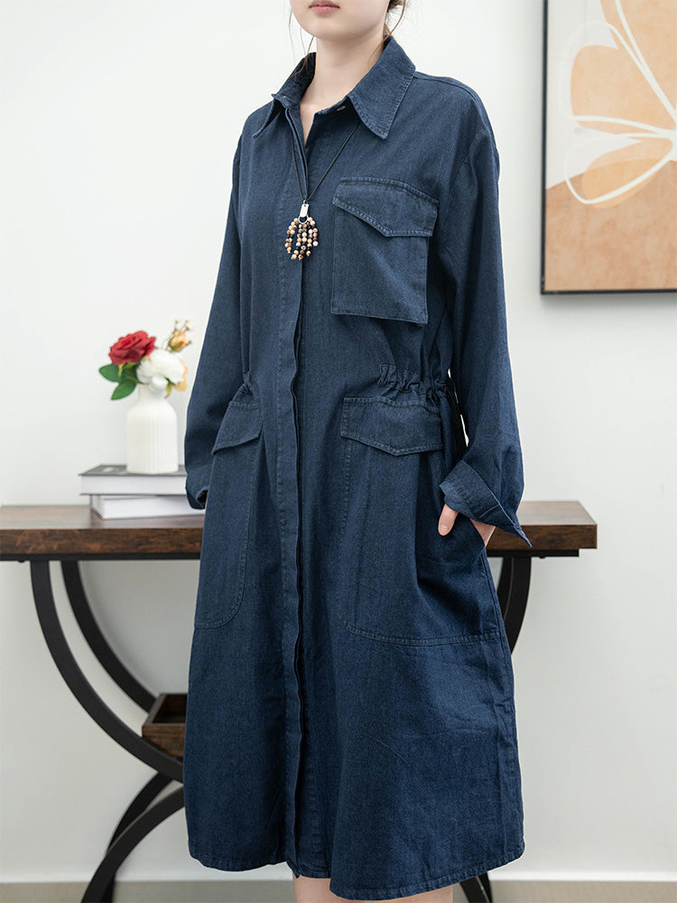 スクエアネックデニムワンピース