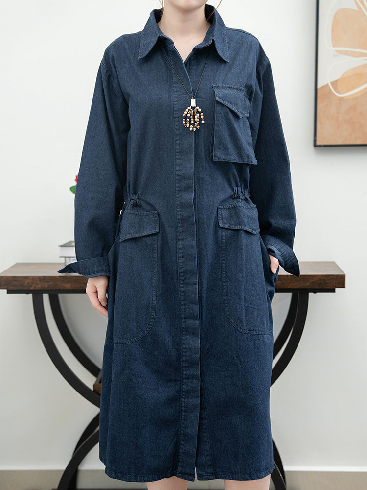 スクエアネックデニムワンピース