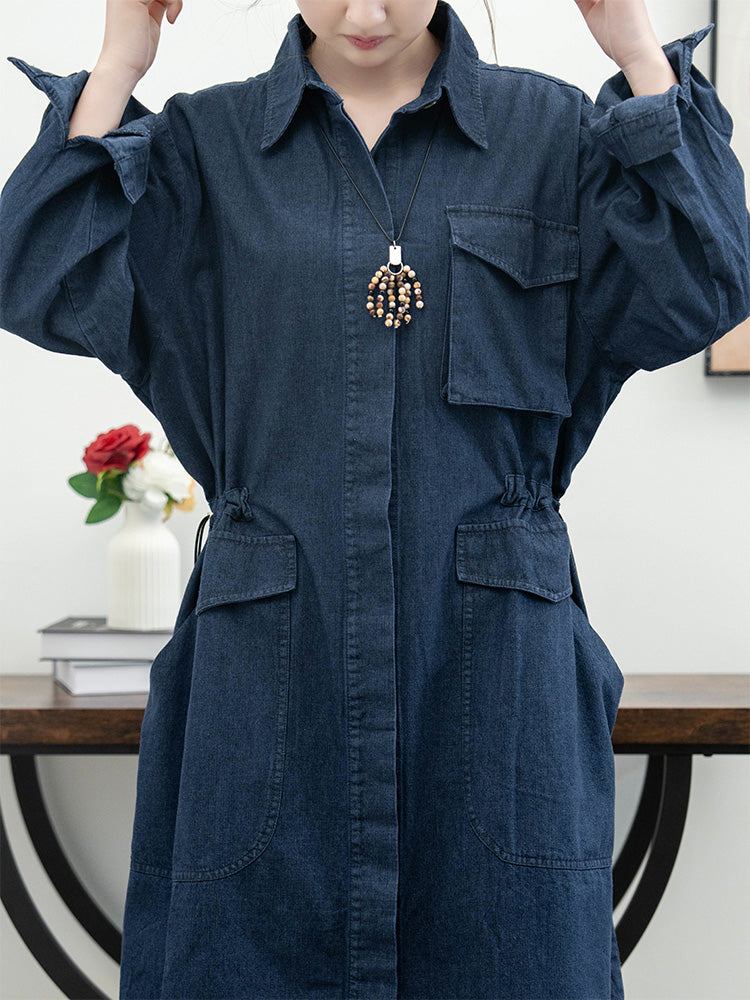 スクエアネックデニムワンピース