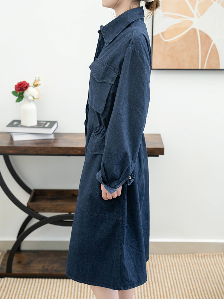 スクエアネックデニムワンピース