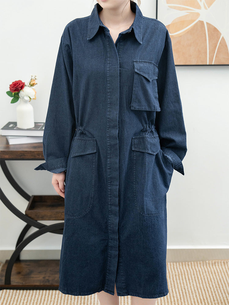 スクエアネックデニムワンピース