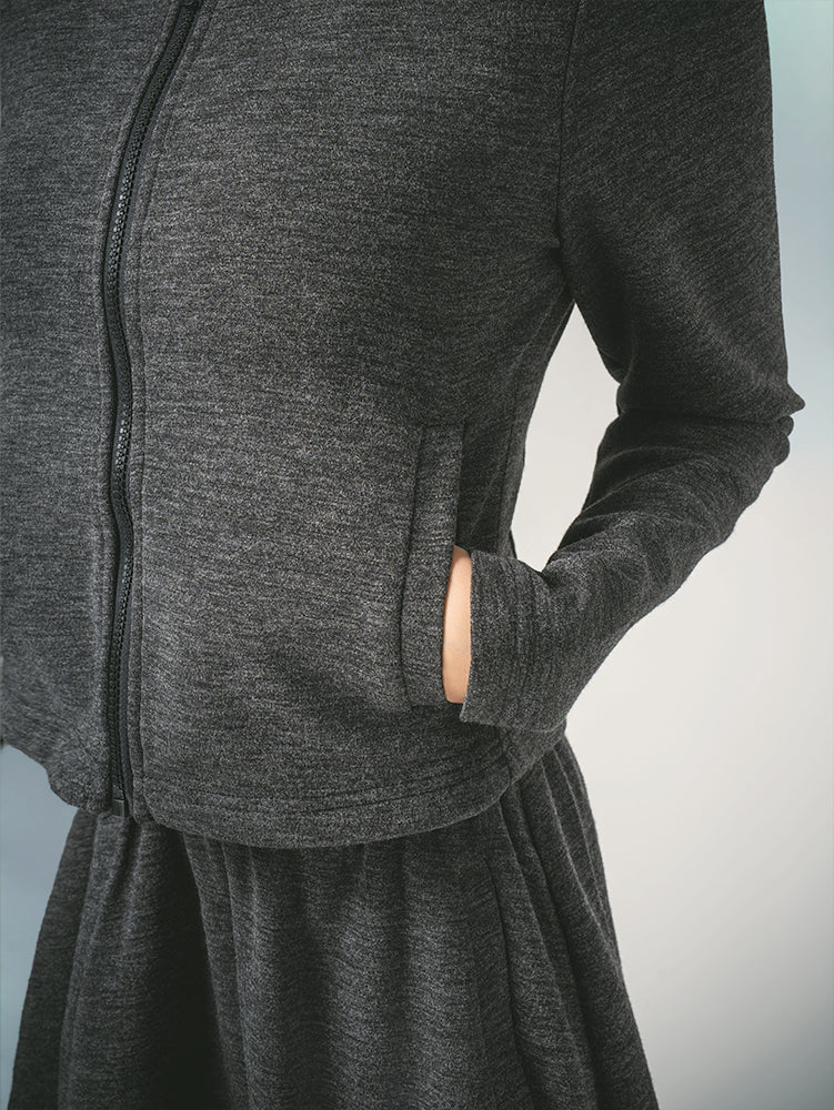 ジップカーデ＆スカートセットアップ