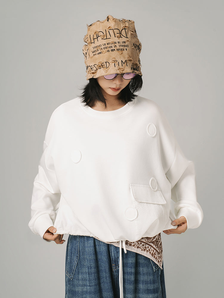 スウェットデザインドローストリングTシャツ