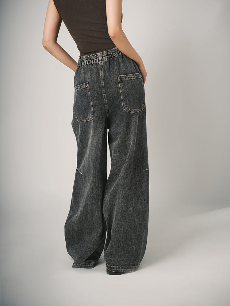 レディースワイドデニムパンツ