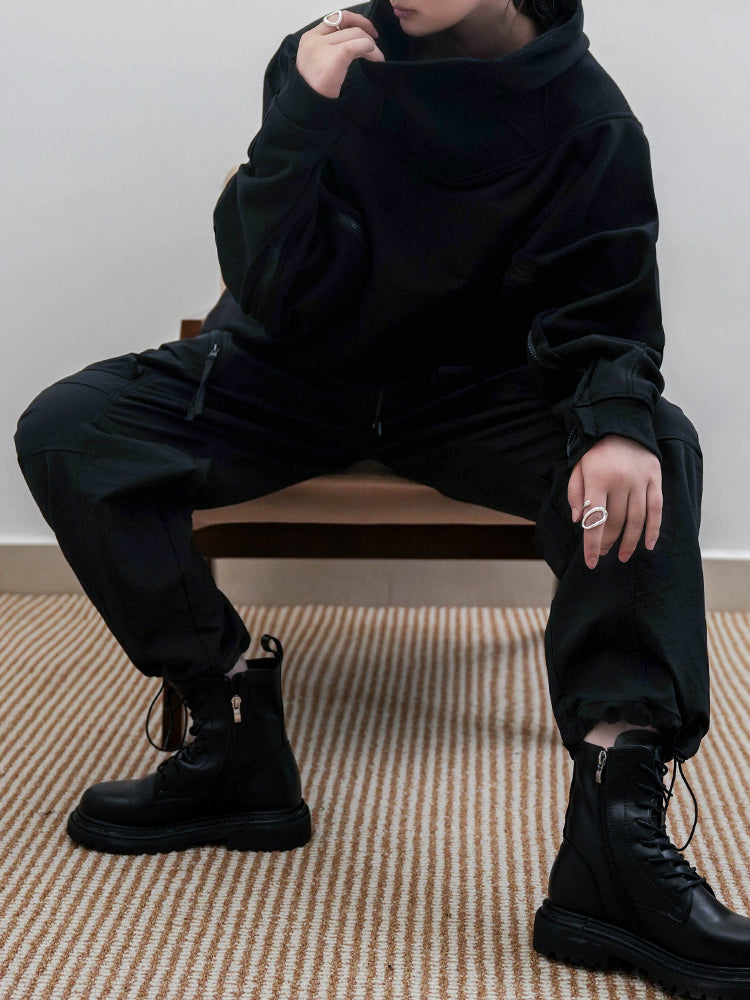 ウエストゴムワークパンツ（ブラック）