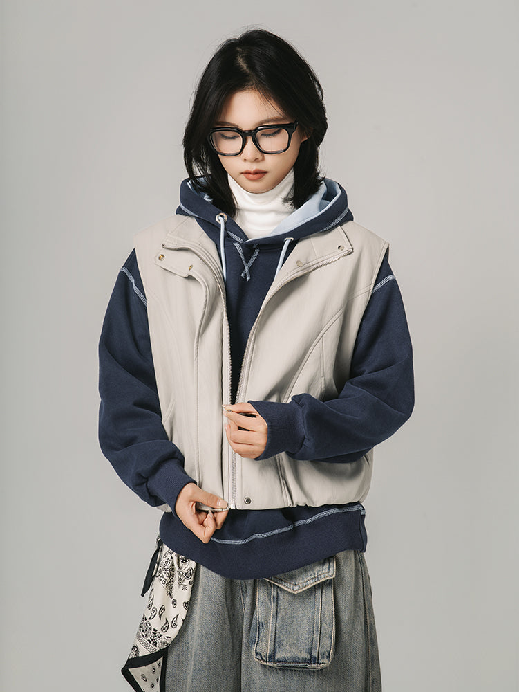 裾ドローストリングレザージャケット