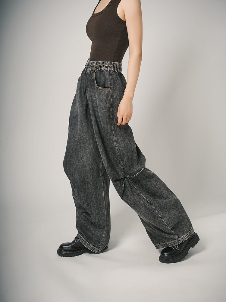 レディースワイドデニムパンツ