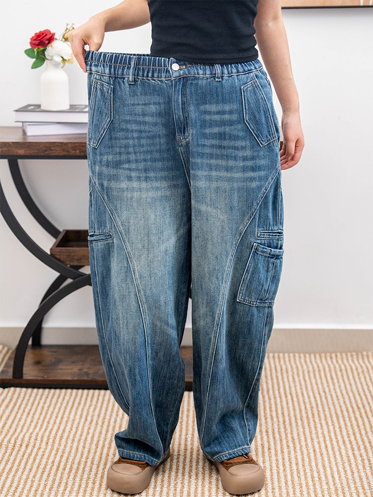 レディースワイドデニムパンツ