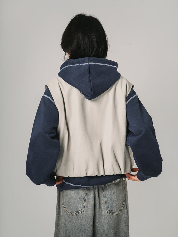 裾ドローストリングレザージャケット