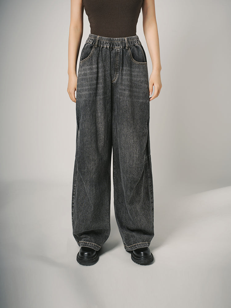 レディースワイドデニムパンツ