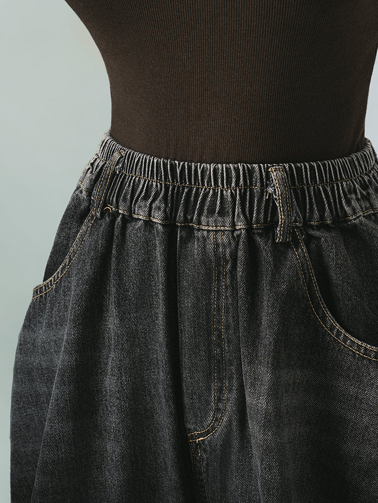 レディースワイドデニムパンツ