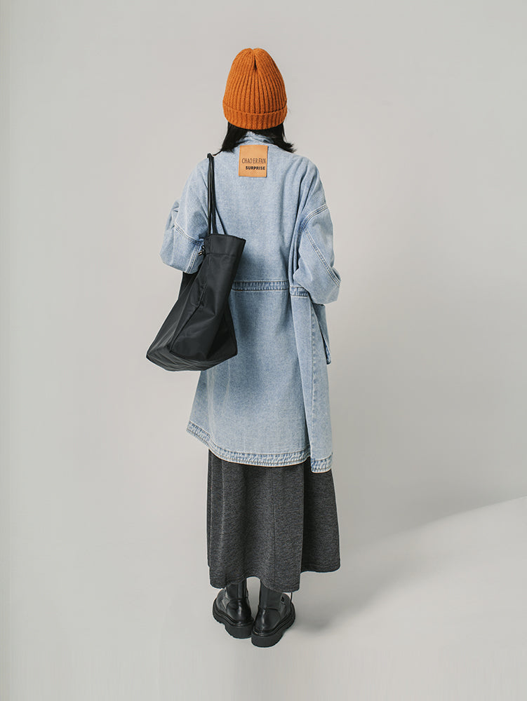 ロング丈デニムコート