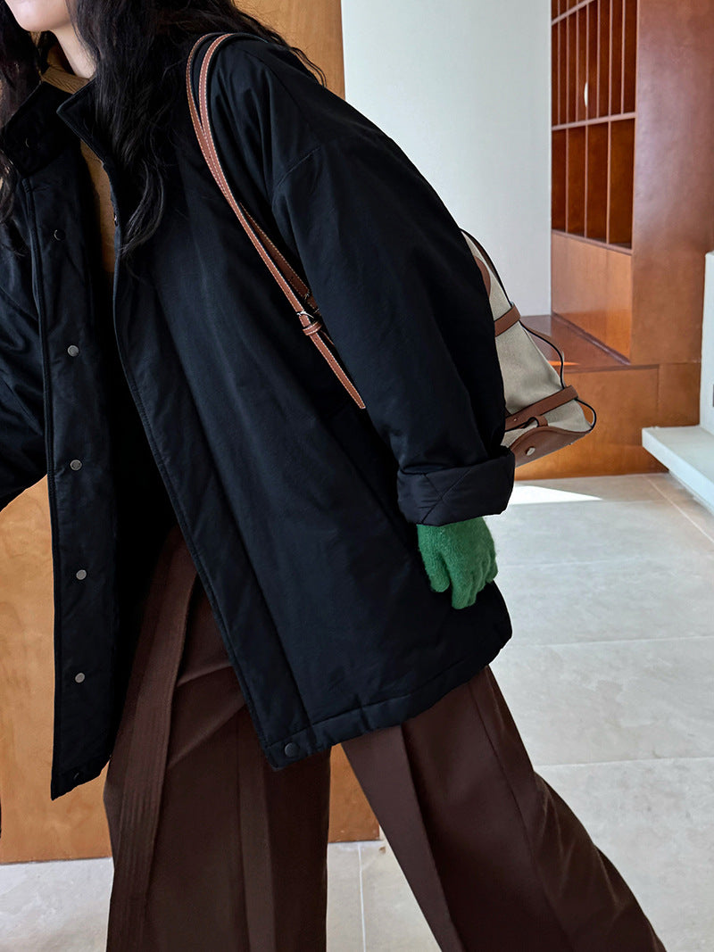 ミニマルデザイン中綿コ一ト