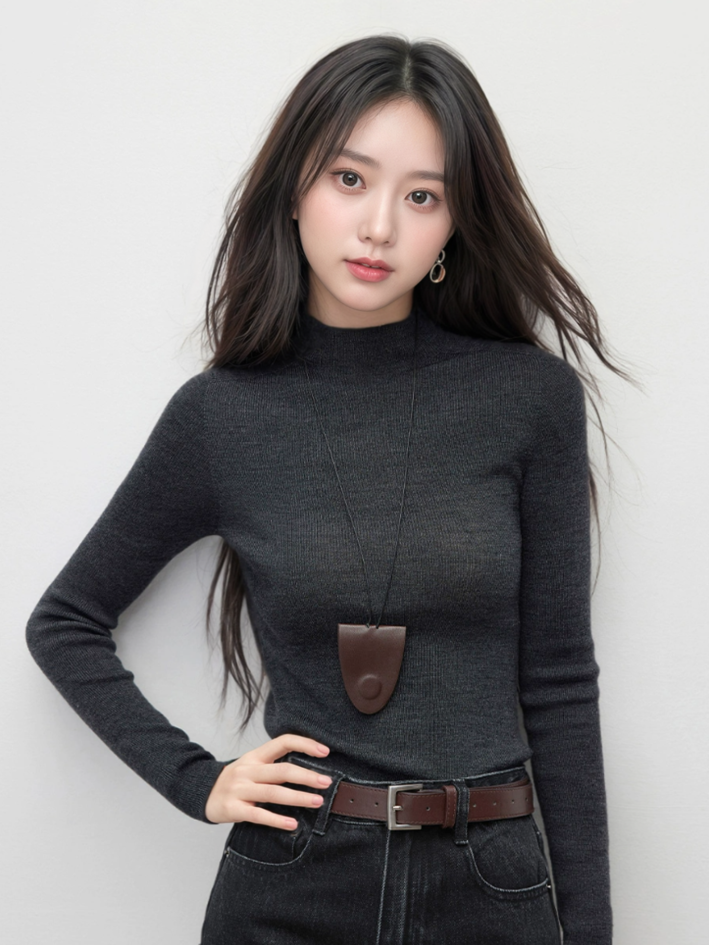 スリムニットカットソー