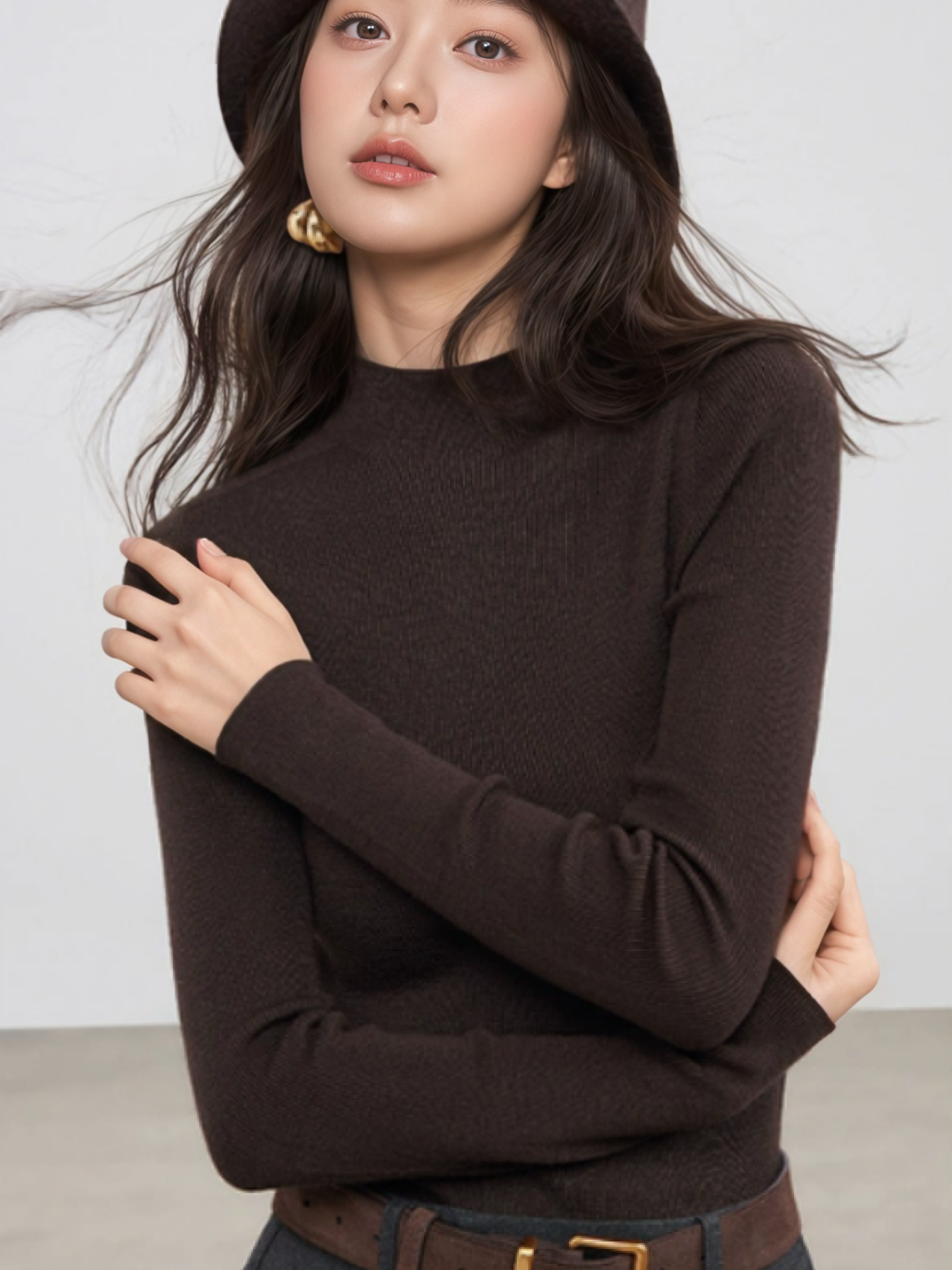 スリムニットカットソー