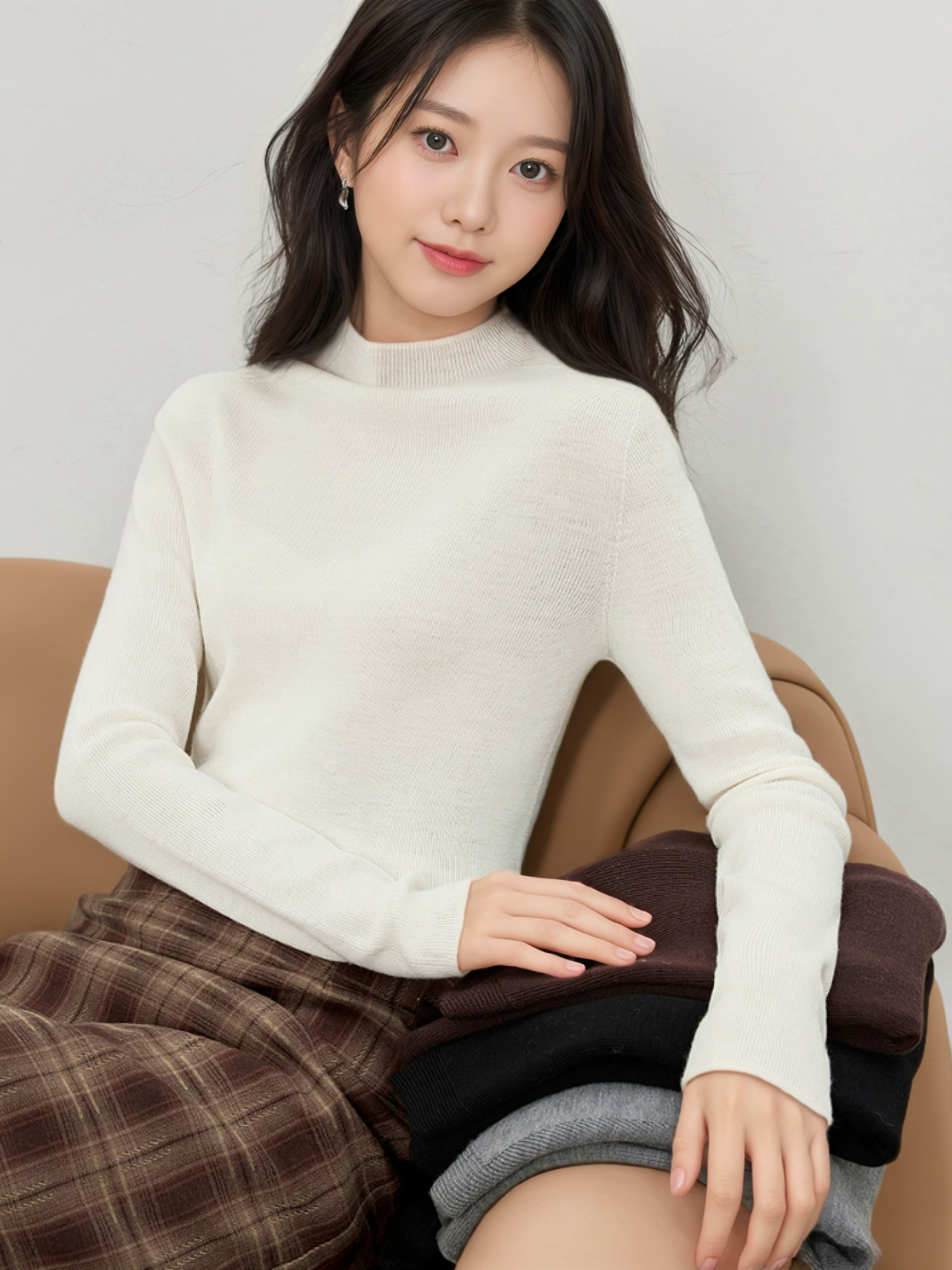 スリムニットカットソー