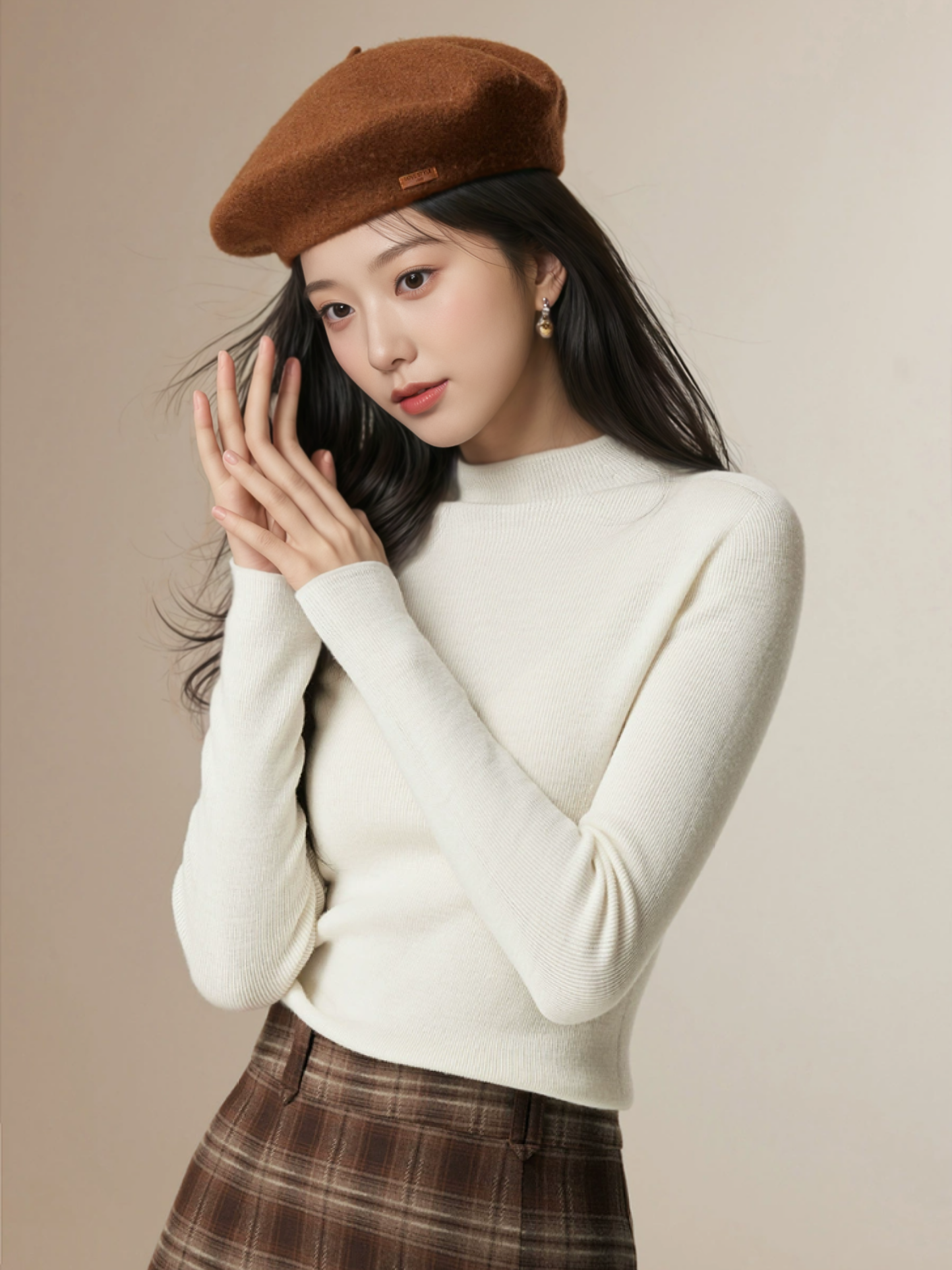 スリムニットカットソー