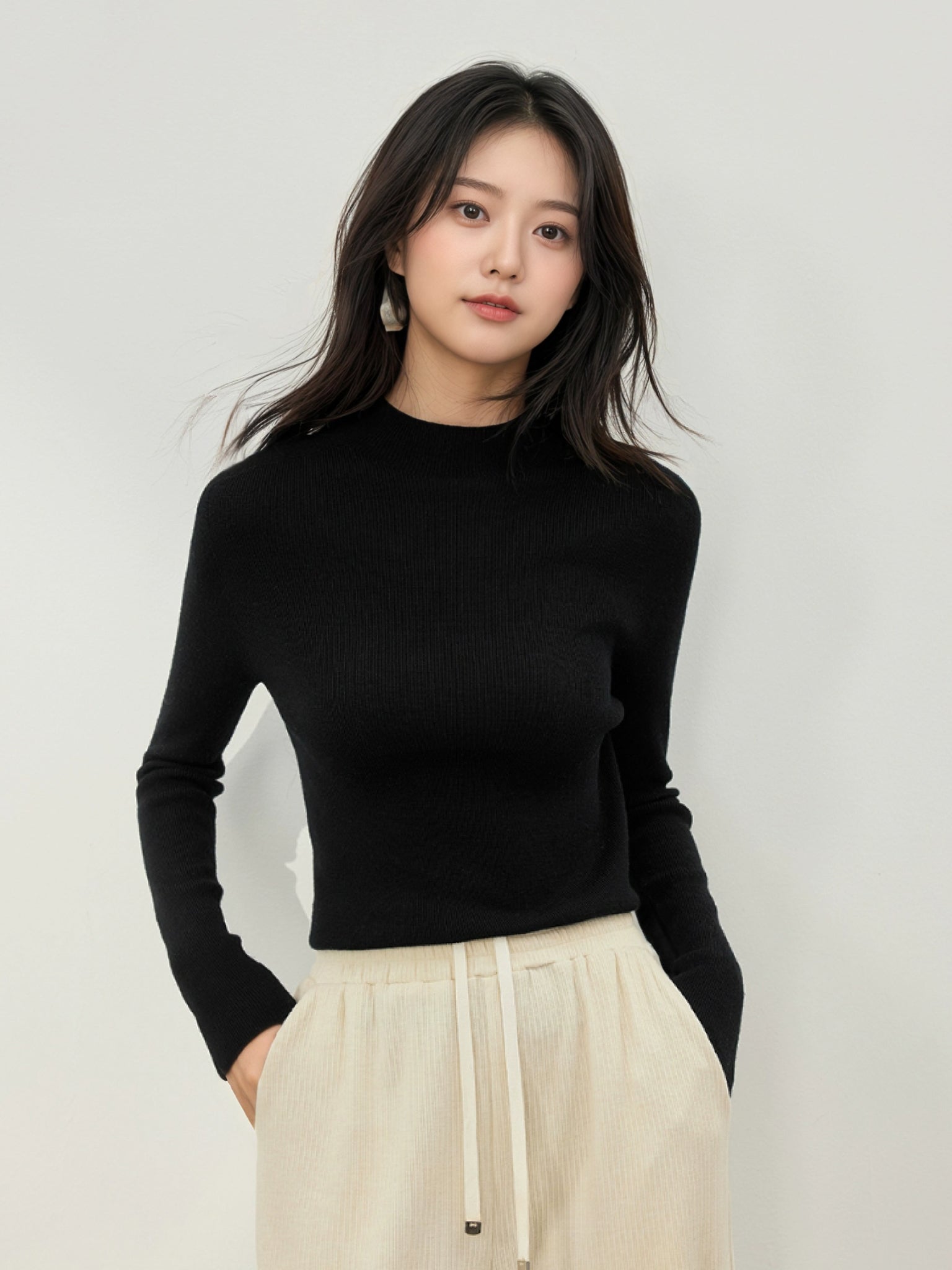 スリムニットカットソー