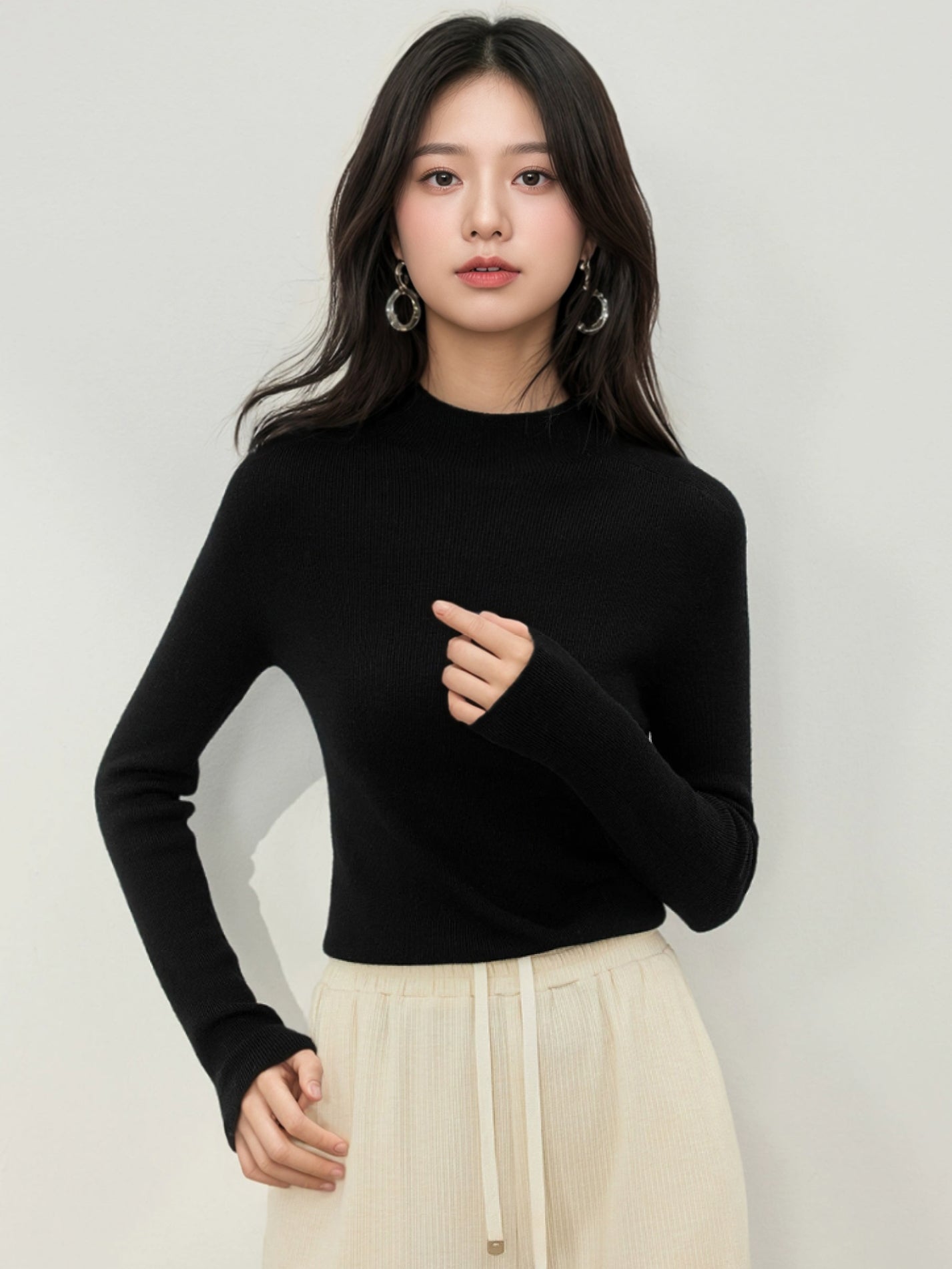 スリムニットカットソー